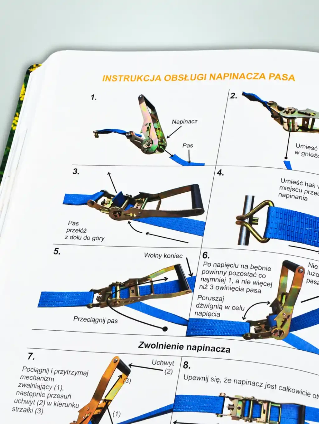Dziennik Kierowcy Zawodowego 2027 – ilustrowana instrukcja prawidłowej obsługi napinacza pasa transportowego